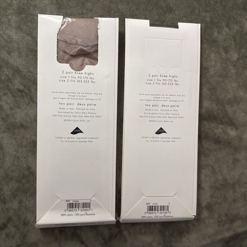 CALVIN KLEIN Knee High Stockings Size 2, 2 Very Sheer Mink And2 Very Sheer Beige - Picture 3 of 3